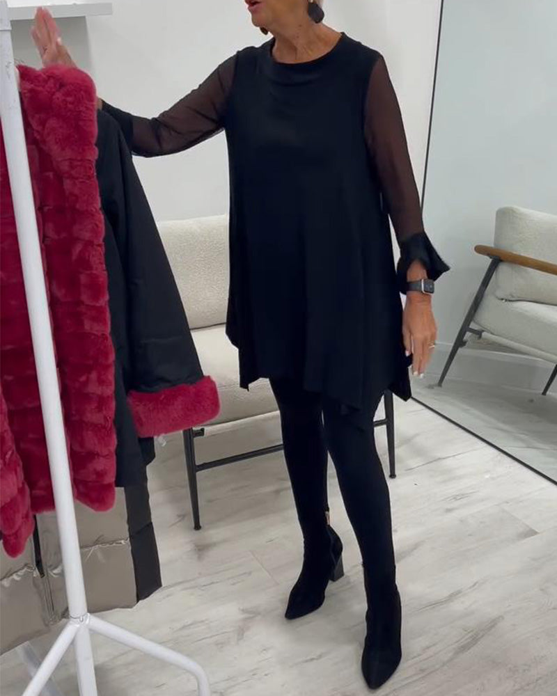 Blouse Met Onregelmatige Zoom En Wijd Uitlopende Mouwen