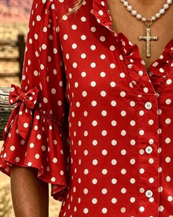 Shirt Stip Ruffle Stri k