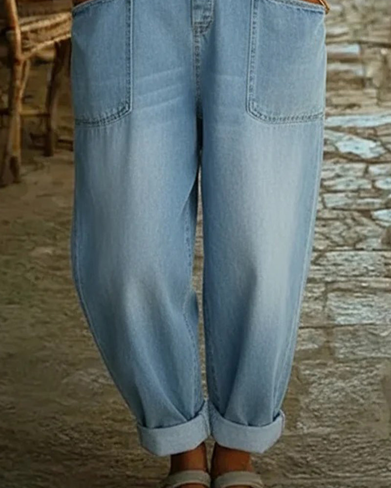 Jumpsuit Vrijblijvend Zak Denim