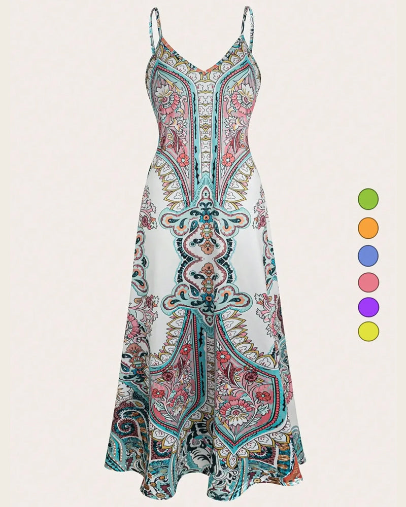 Jurk Vintage Print Camisole Maxi