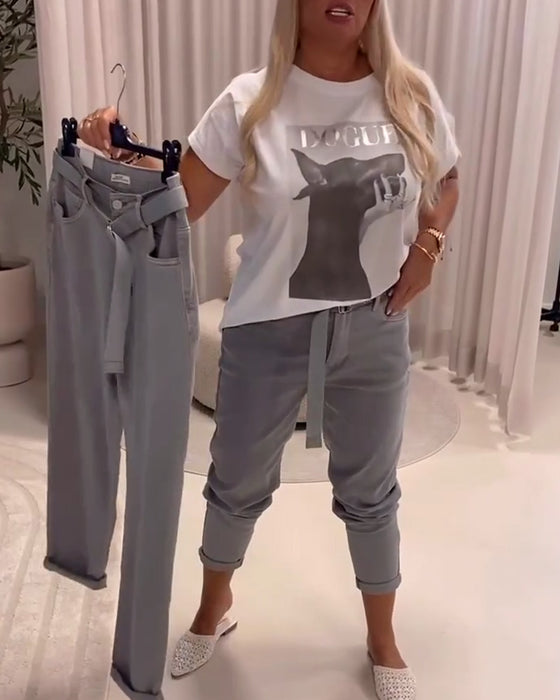 Broek Elastisch Slim Fit Casual