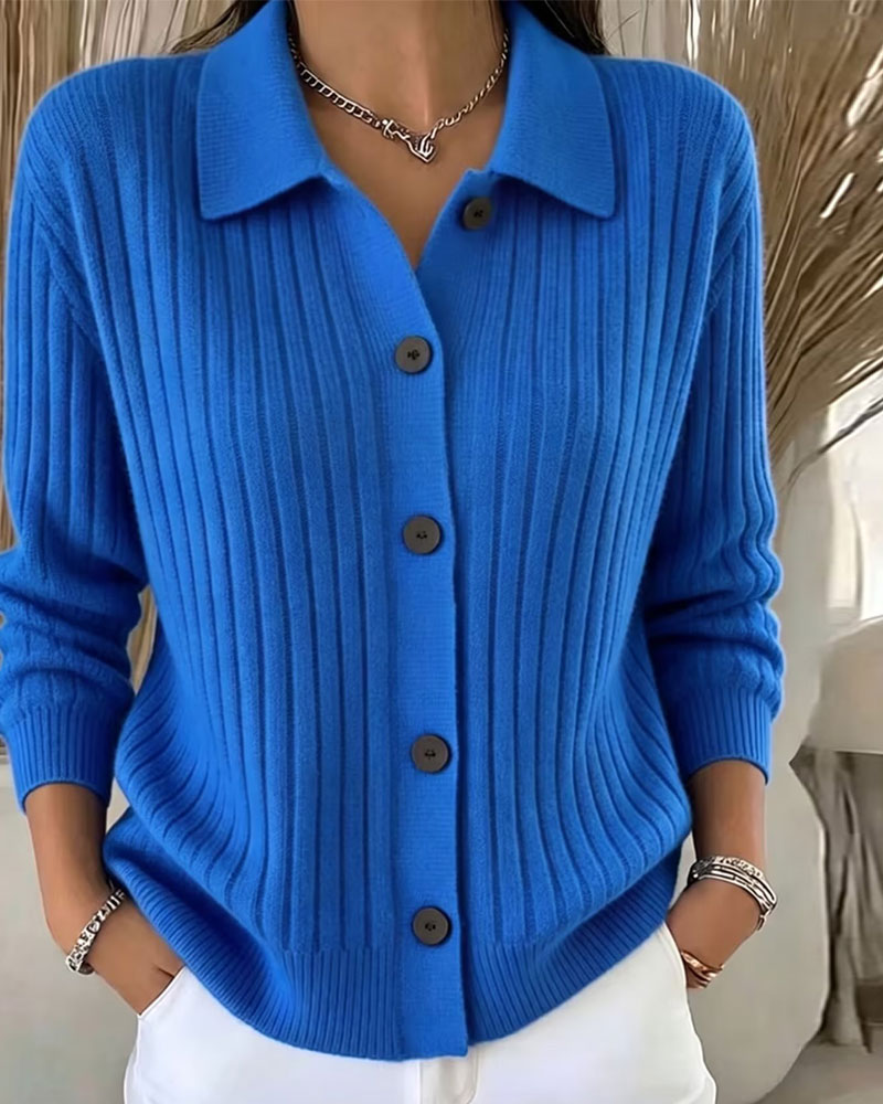 Cardigan Geknoopt Geribd Revers