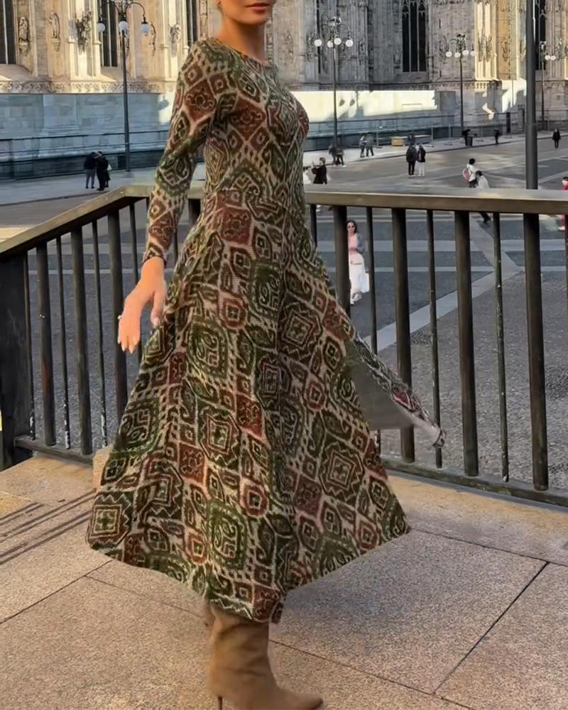 Jurk Fashion Retro Gedrukt Split