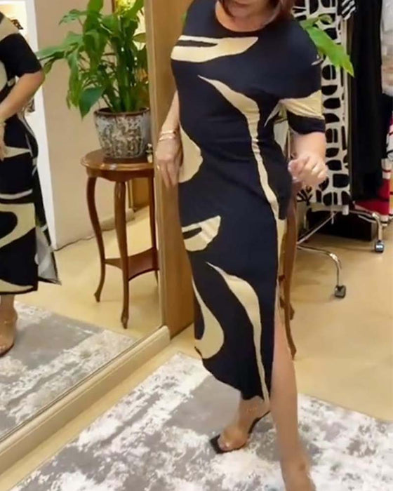 Casual jurk met print en split