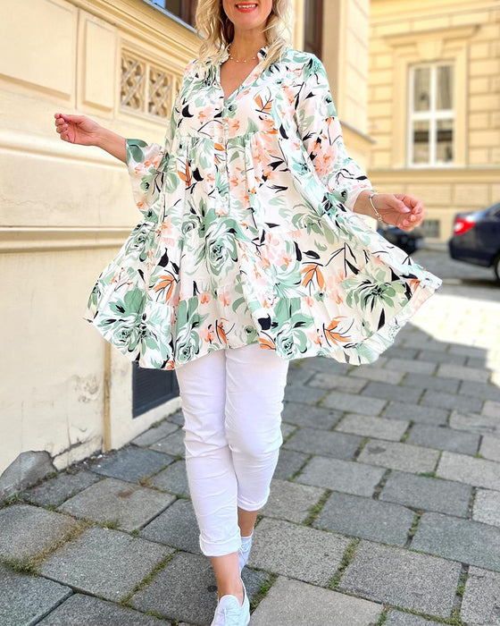 Elegante bloemenblouse met V-hals