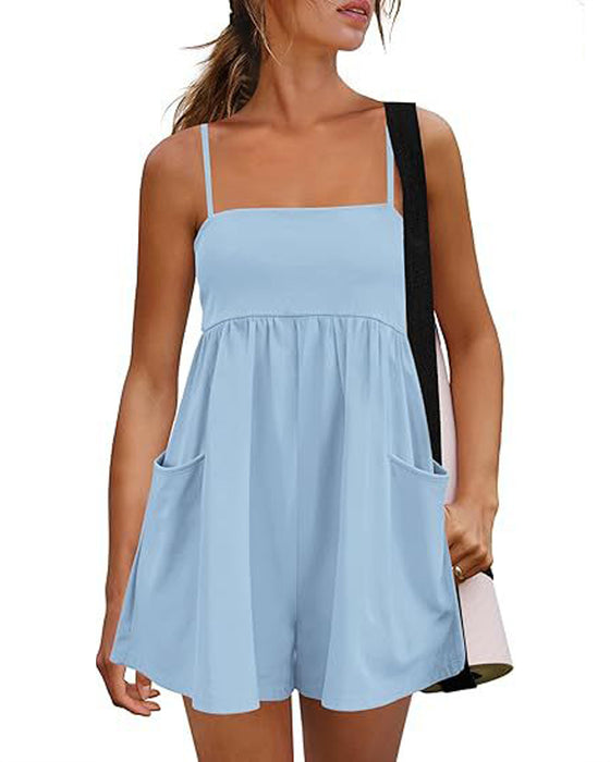 Jumpsuit Effen Kleur Bretels Breed Been