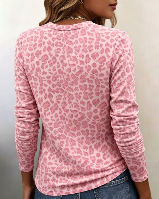 T-Shirt Ronde-Hals Luipaard Lange-Mouw