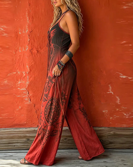 Jumpsuit Spaghettibandjes Gradient Totem Wijde Pijp