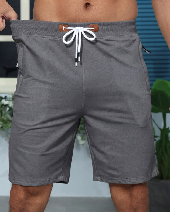 Shorts Elastische Taille Trekkoord Effen Kleur Heren