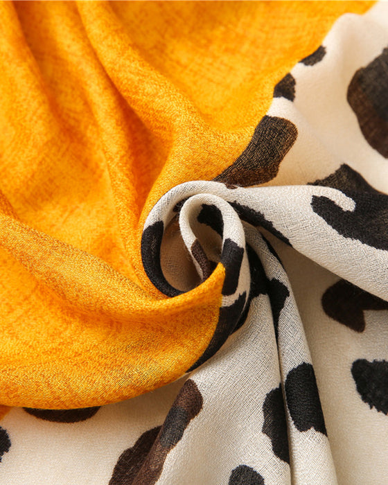 Dames Sjaal Luipaard Patchwork Print Franje Omslagdoek