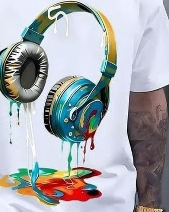 Heren T-Shirt Graffiti Hoofdtelefoonprint