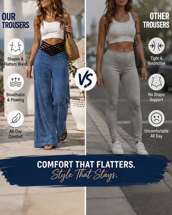 Broek Hoge Taille Casual Trendy Wijdbeen