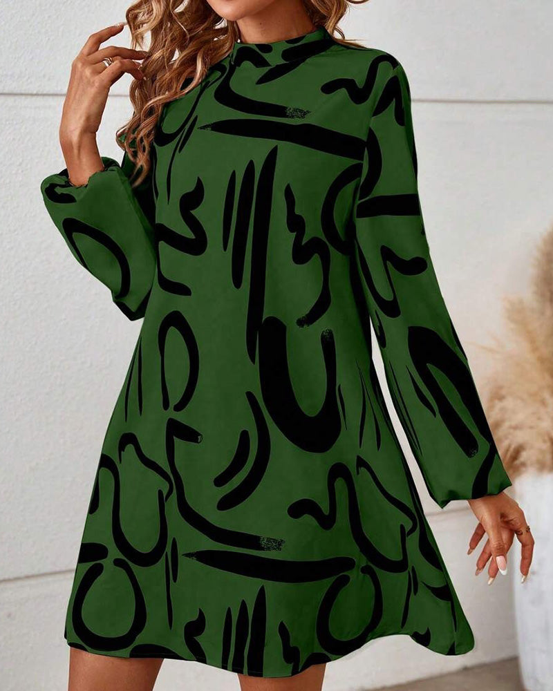 Jurk Modieus Geometrische Contrastprint