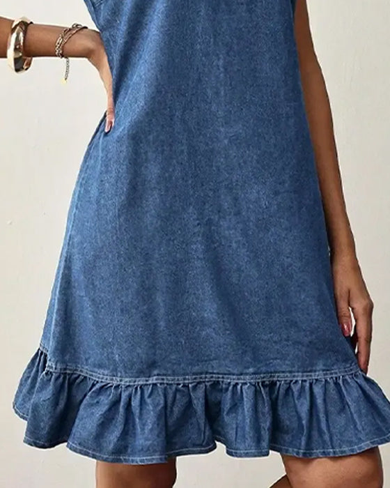 Jurken Mouwloos Denim Zeemeermin Vest Kort