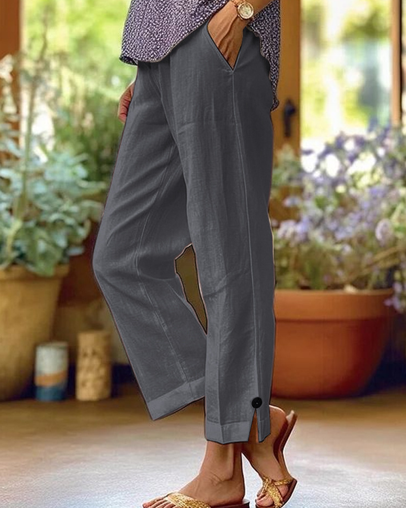 Broek Effen Rechte Pijp Casual
