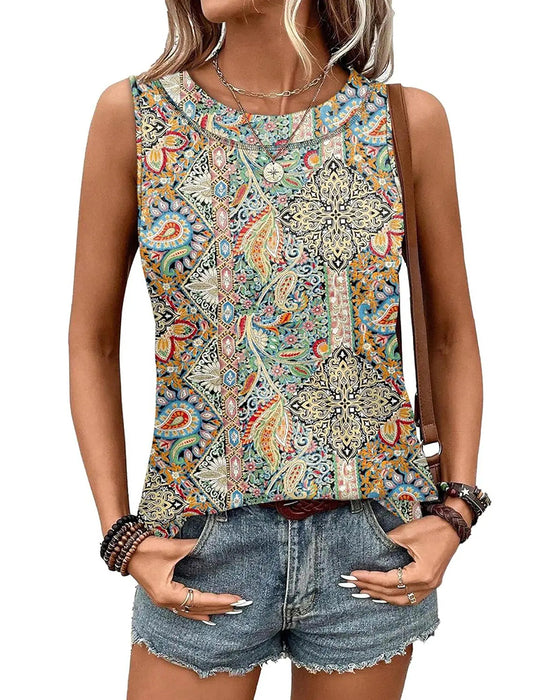 Tank Top Bohemian Print Mouwloos