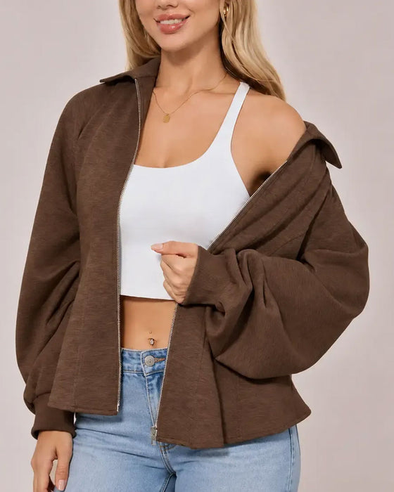 Jas Revers Rits Geplooide Taille