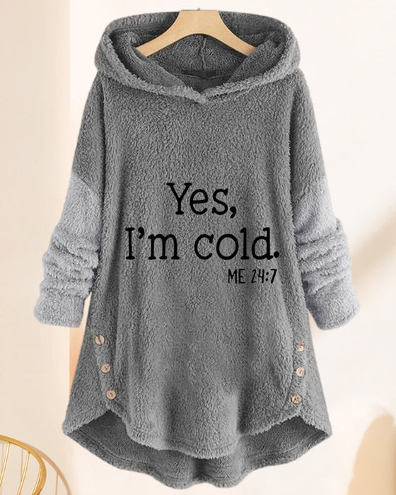 Casual lange mouw hoodie bedrukt tuniek top