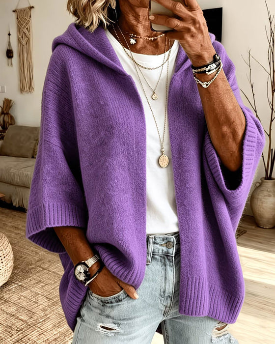 Cardigan 3/4 Mouw Capuchon Casual