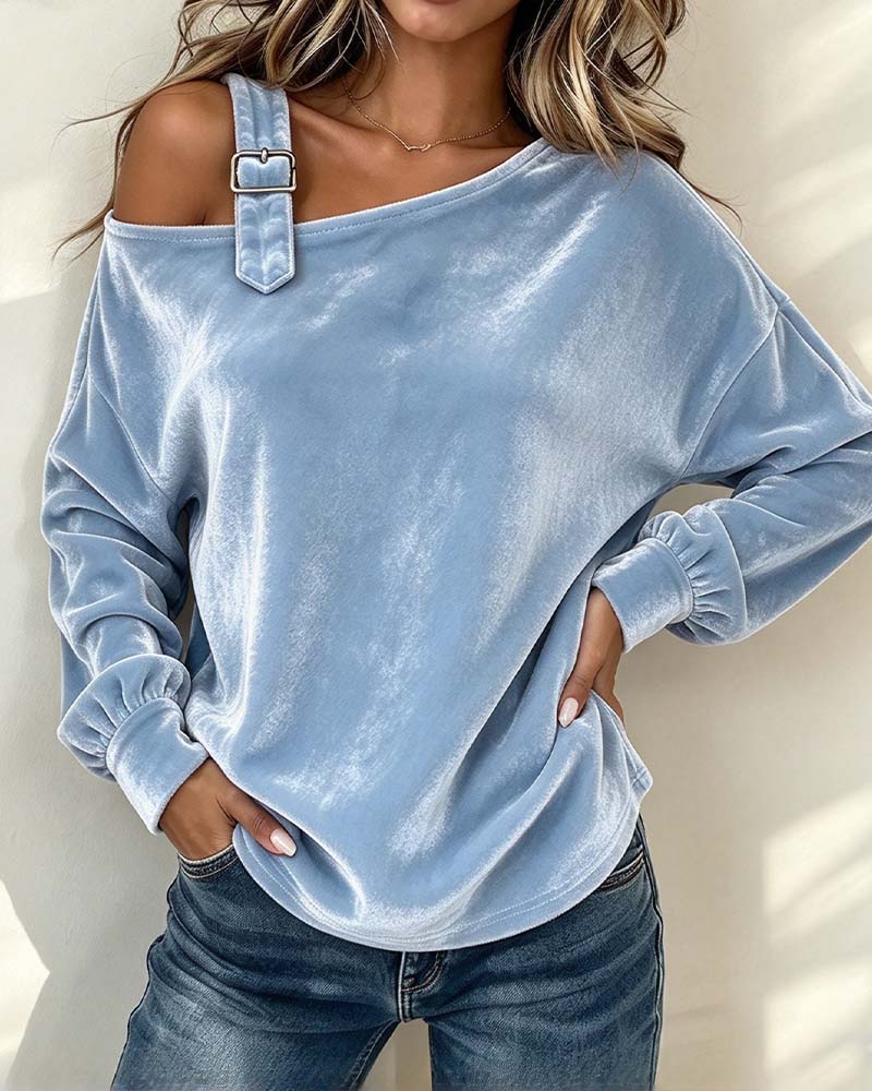 Blouse Gekruiste Schouderbanden Geplooid Schultervrij