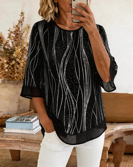 Blouse Mode Print Ronde Hals Relaxed