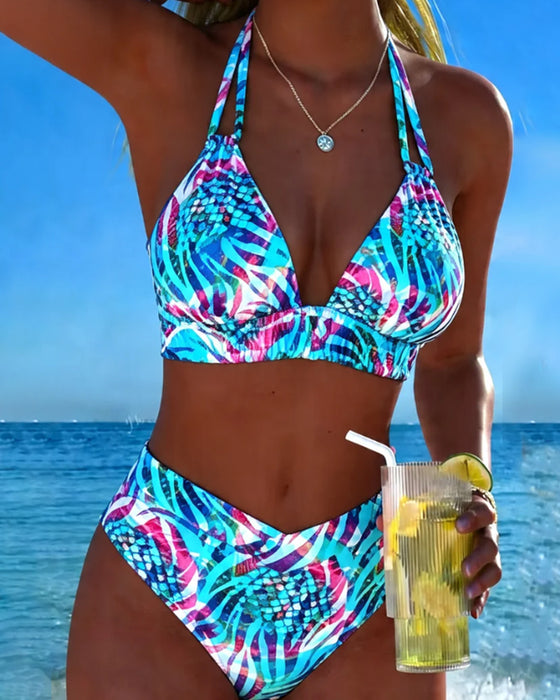 Bikini Bedrukt Halternek Tweedelig