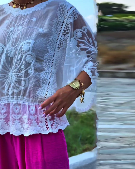 Blouse Effen Kleur Modieus