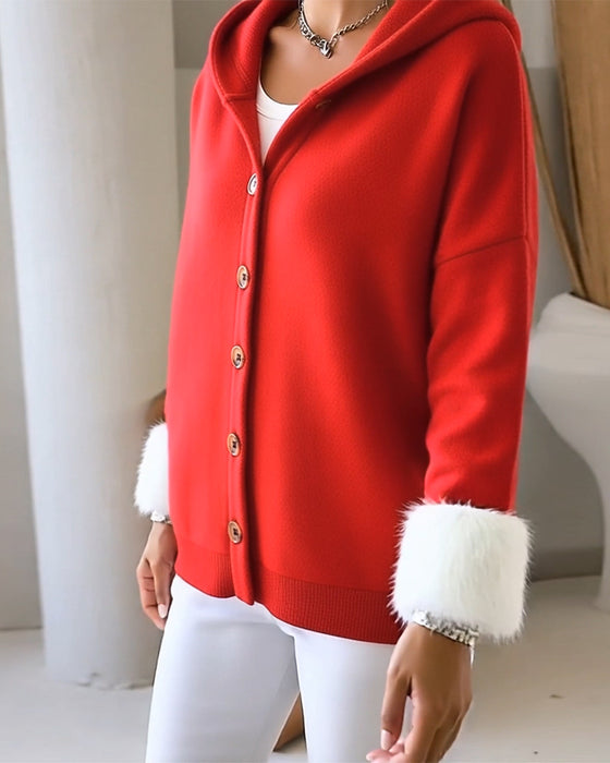 Jas Knus Pluche Patchwork Met Capuchon