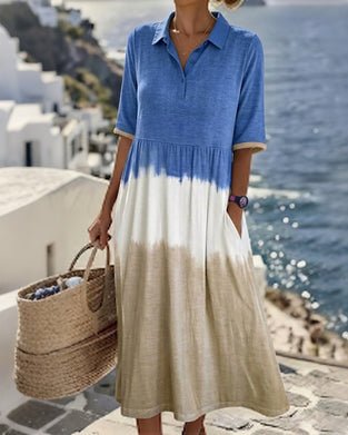 Jurk Gradient Polo Kraag Midi