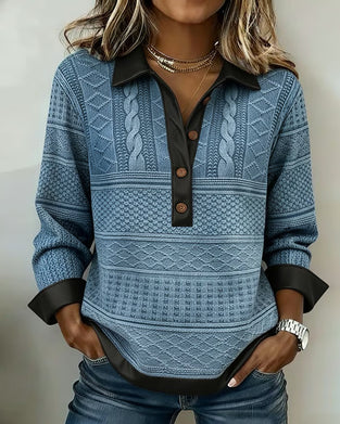 Sweatshirt Met Button-Down Kraag En Patchworkdetails