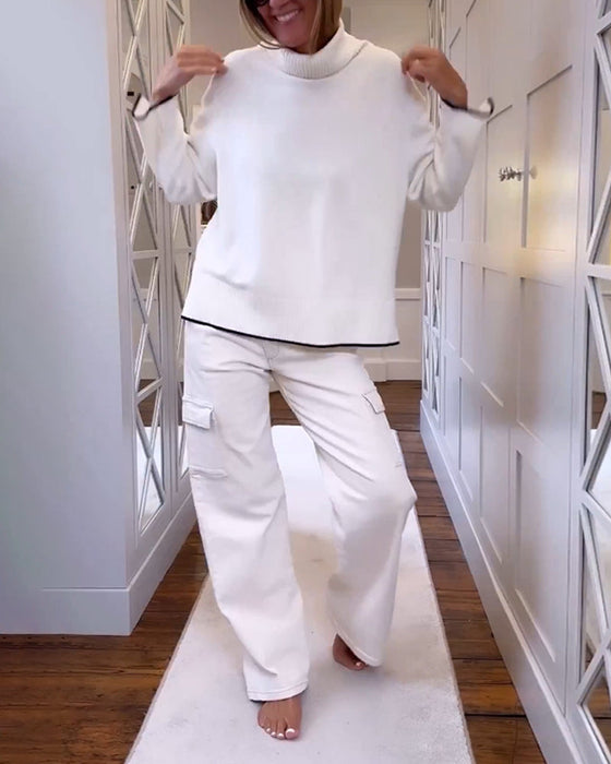 Pullover met hoge hals en lange mouwen