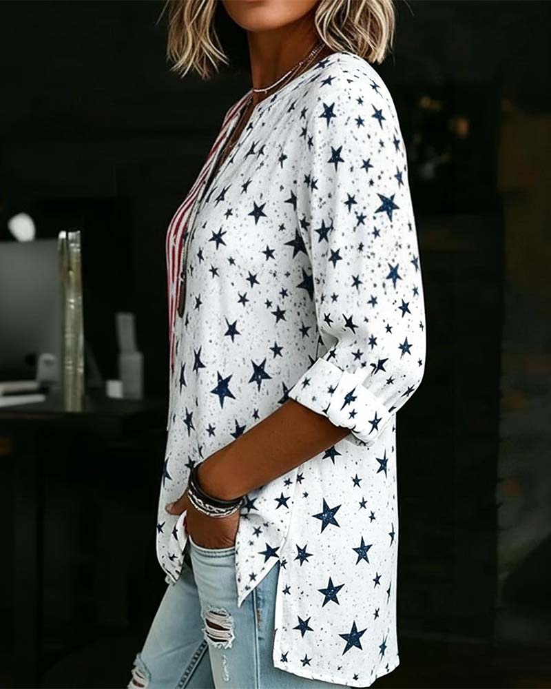 Blouse V-hals Driekwartmouwen