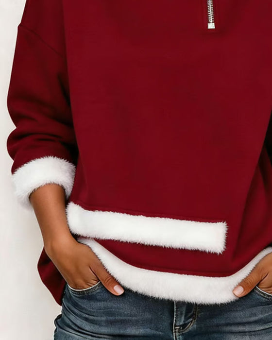 Sweatshirt Fleece Halve Rits