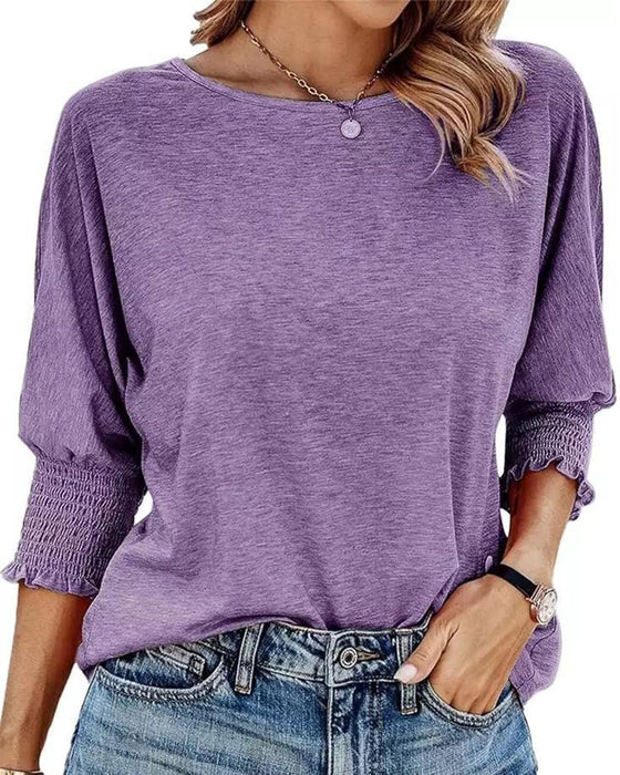 Tshirt Losse Pasvorm Ronde Hals Gerimpelde Manchetten