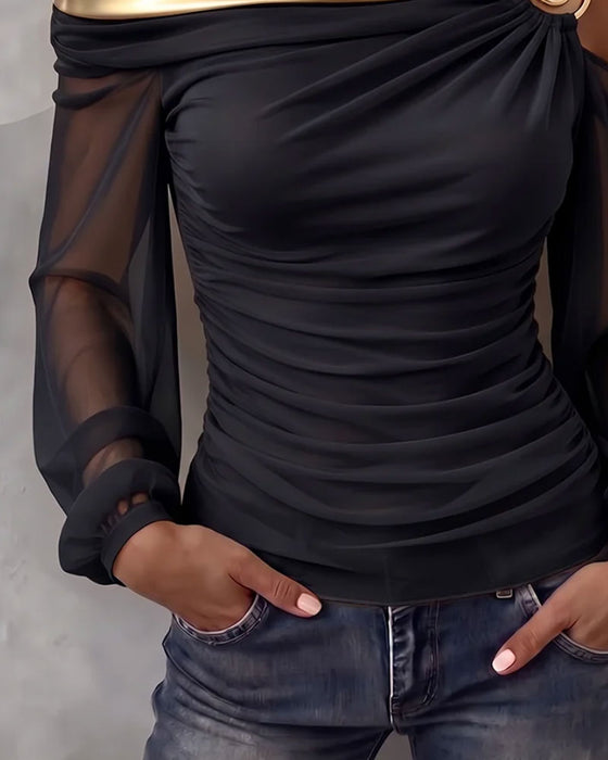 Top Symmetrisch Asymmetrisch Off-Shoulder Slim