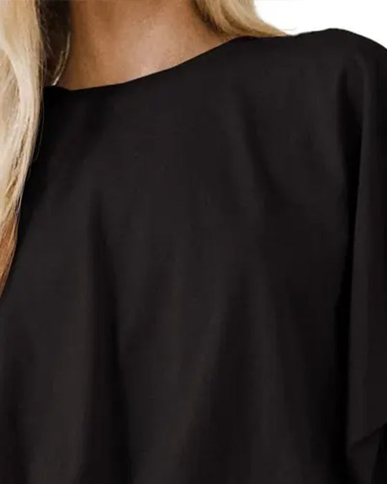 Top Effen Kleur Pofmouw Cropped