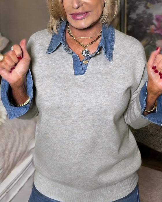 Top Contrast Kleur Omslaan V-hals