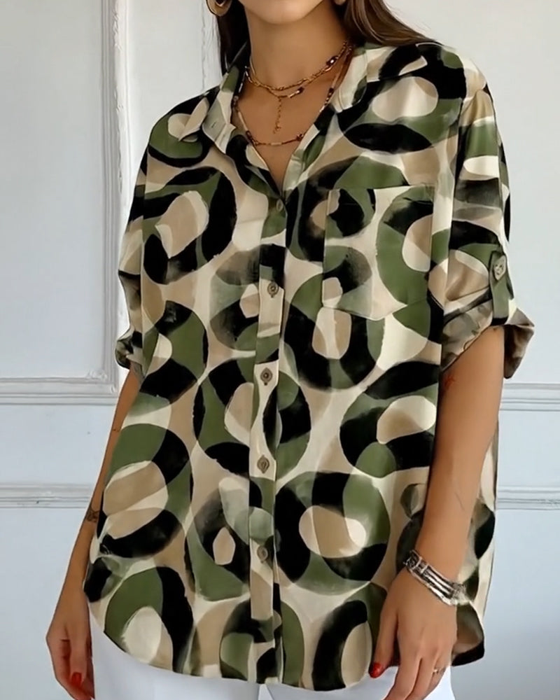 Overhemd Cirkelprint Relaxed-Fit