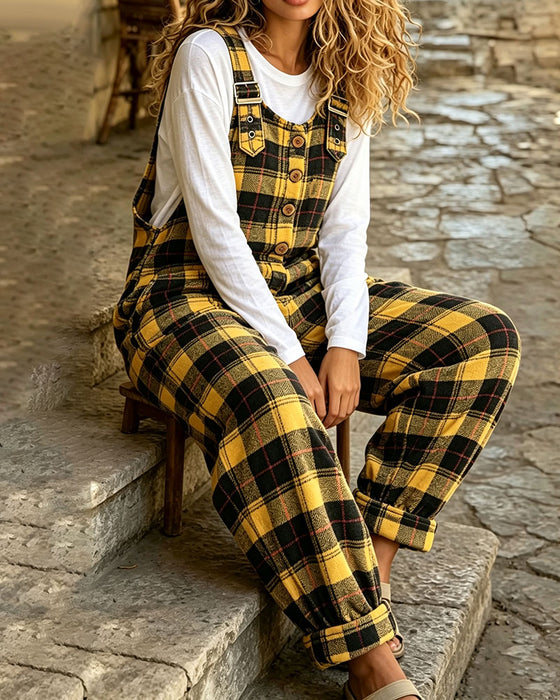 Jumpsuit Geruit Knoop Zak