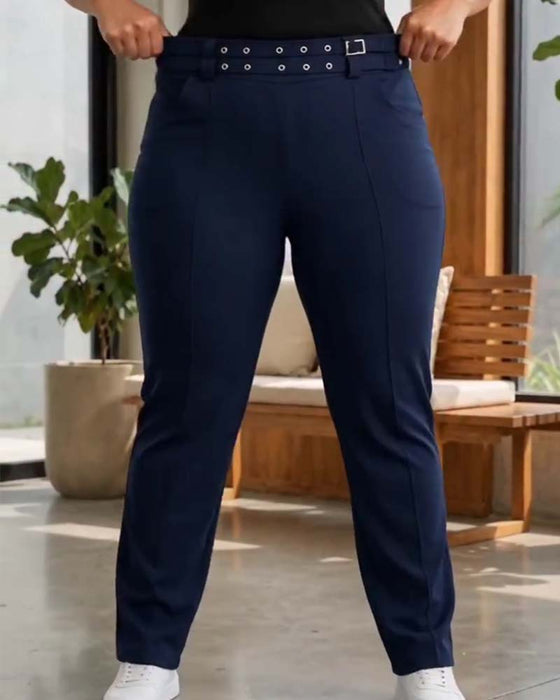 Broek Stijlvol Hoge Taille Slim Fit Lang