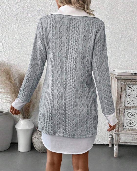 Jurk Overhemdkraag Nep Tweedelig Brei