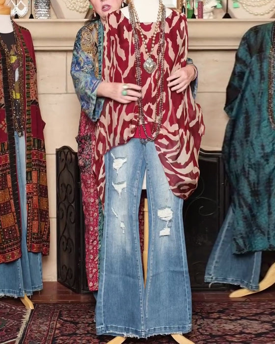 Blouse Vleermuismouw Print Lange Mouw