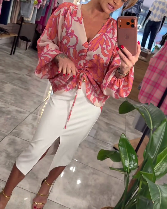 Blouse V-Hals Strik Elegant