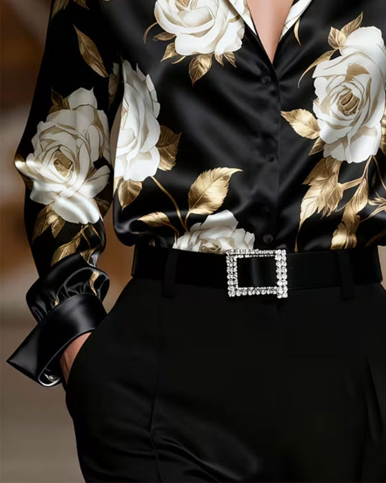Overhemd Bloemen Lange Mouw Casual