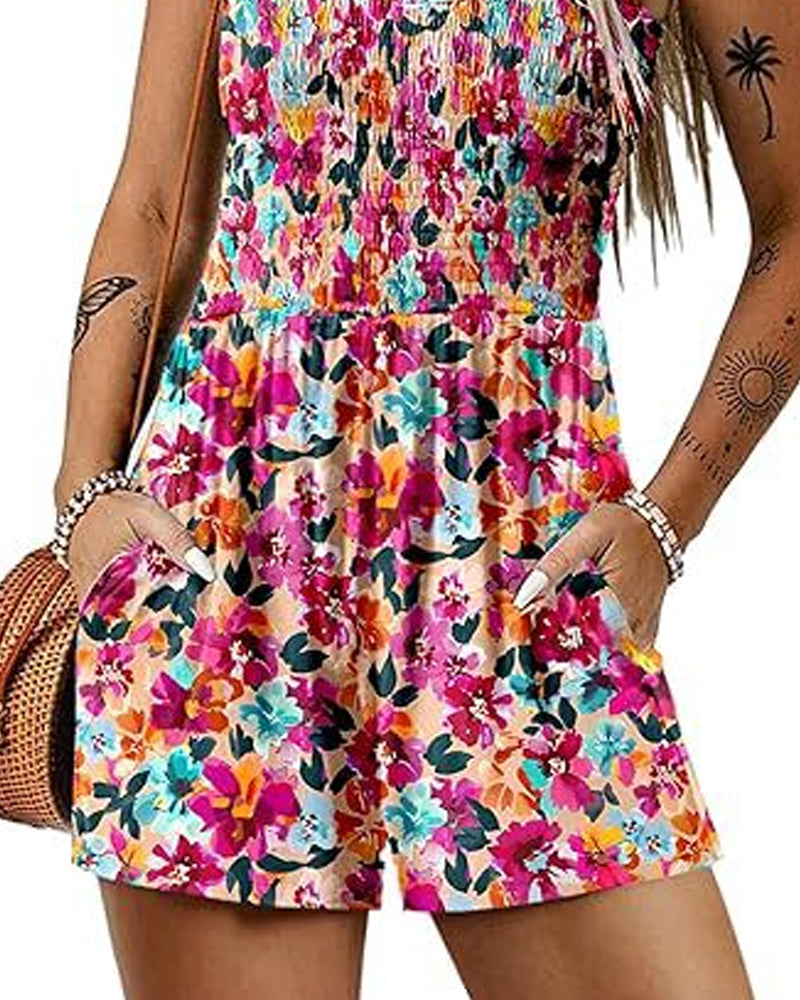 Jumpsuit bloemen casual bandjumpsuit