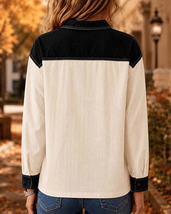 Blouse Kleurblok Revers