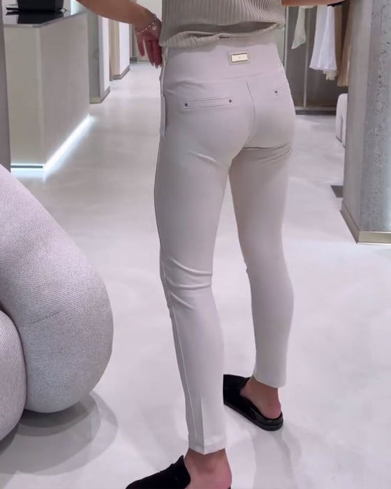 Broek Hoge Taille ZijKnoop Stretch