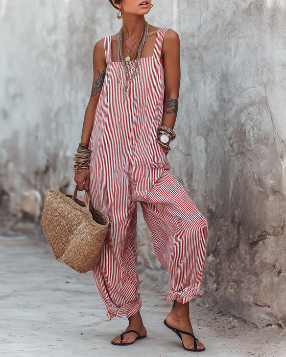 Jumpsuit Brede Band Gestreepte Overalls