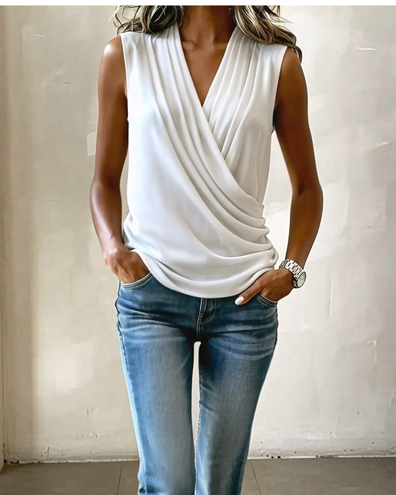 Tanktop Kruisvouw Mouwloos Effen