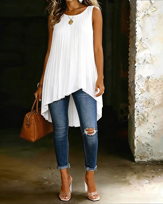 Blouse Mouwloos Geplooid Onregelmatig